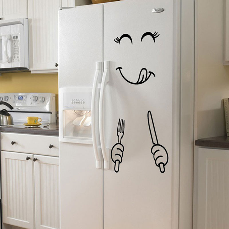 New 4 Styles Smile Face Wall Sticker Happy Delicious Face Fridge Stickers