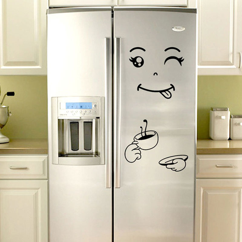 New 4 Styles Smile Face Wall Sticker Happy Delicious Face Fridge Stickers