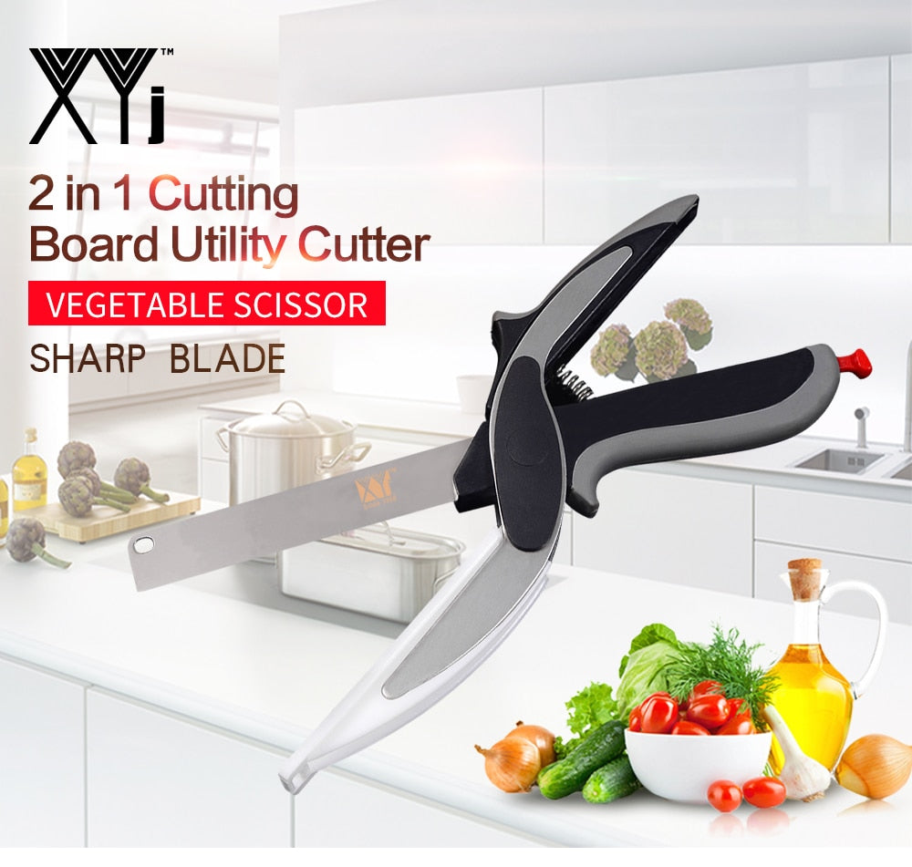 Kitchen 2-in-1 stainless steel cutting knife