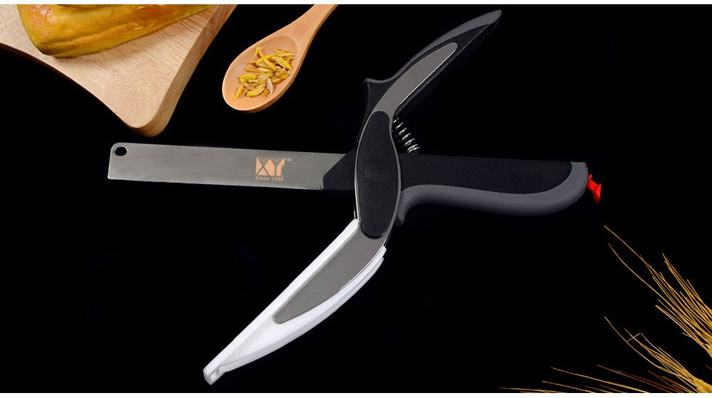 Kitchen 2-in-1 stainless steel cutting knife