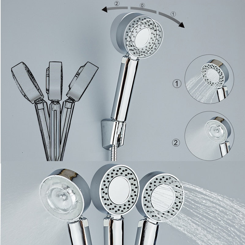 Double-sided Dual Function Shower Head Water Saving Round