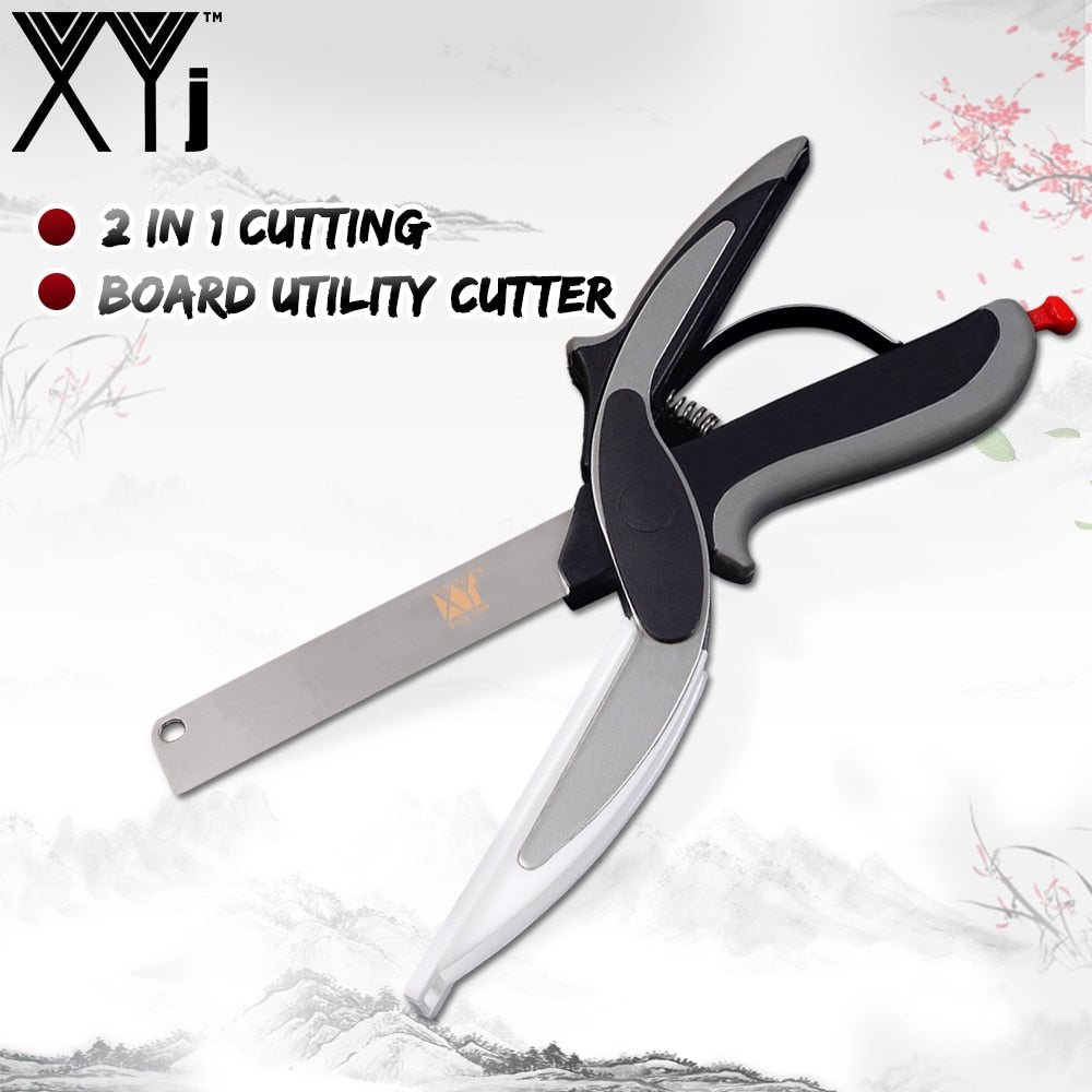 Kitchen 2-in-1 stainless steel cutting knife